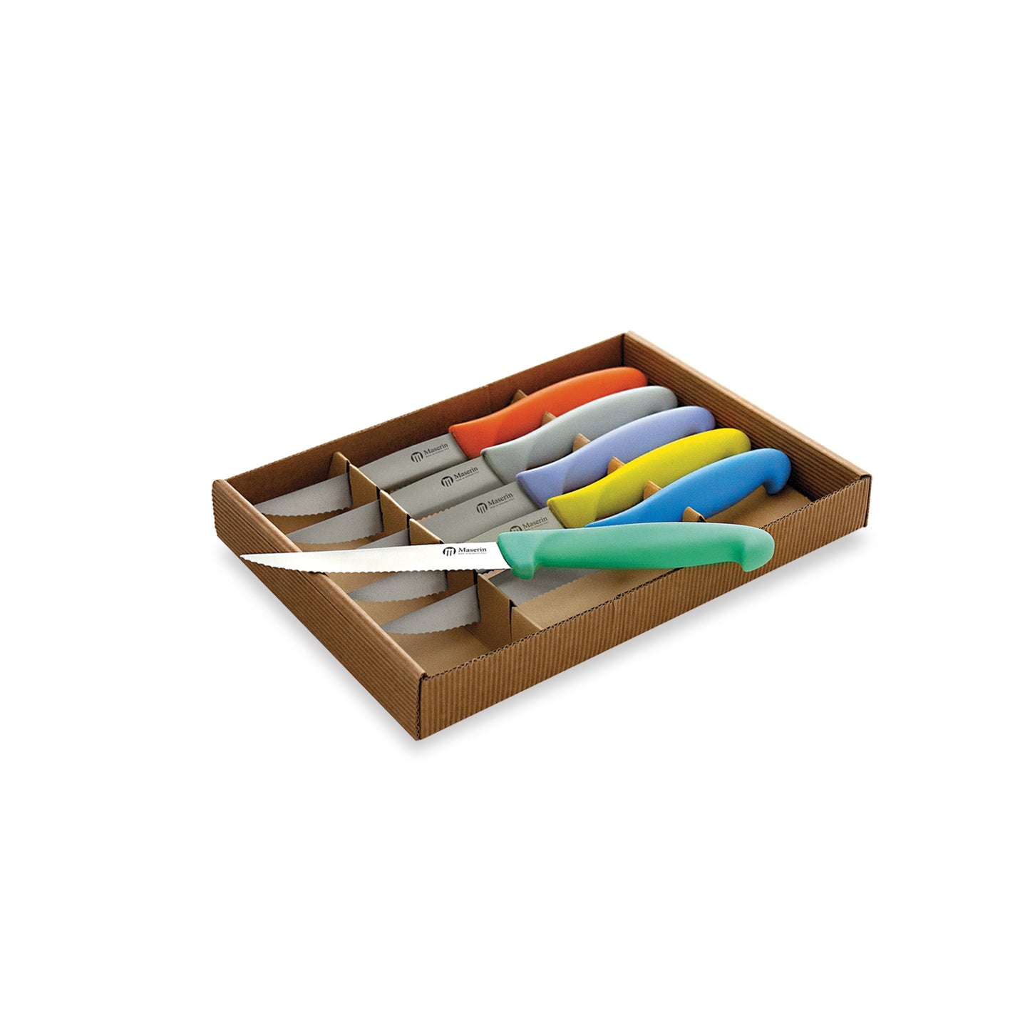 0OL632111 - Set 6 coltelli da bistecca con manico colorato